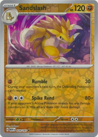 Sandslash - 028/165 - Uncommon Reverse Holo