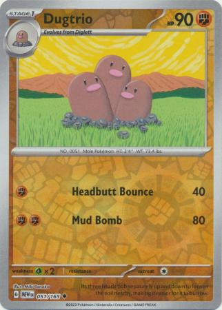 Dugtrio - 051/165 - Uncommon Reverse Holo