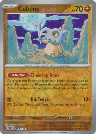 Cubone - 104/165 - Common Reverse Holo