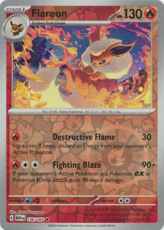 Flareon - 136/165 - Holo Rare Reverse Holo