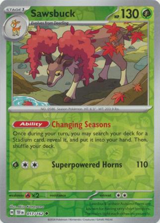 Sawsbuck - 017/162 - Uncommon Reverse Holo