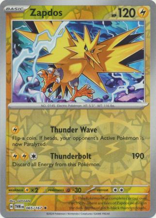 Zapdos - 065/167 - Holo Rare Reverse Holo (Español)