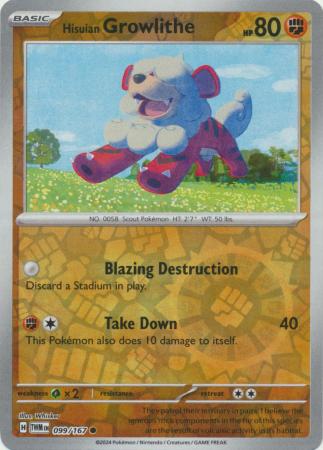 Hisuian Growlithe - 099/167 - Common Reverse Holo (Español)