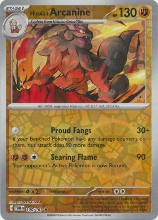 Hisuian Arcanine - 100/167 - Holo Rare Reverse Holo (Español)