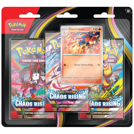 [PREVENTA 18/05/26] Mega Evolution Chaos Rising - 3 Pack Blister (Charmeleon) - Español