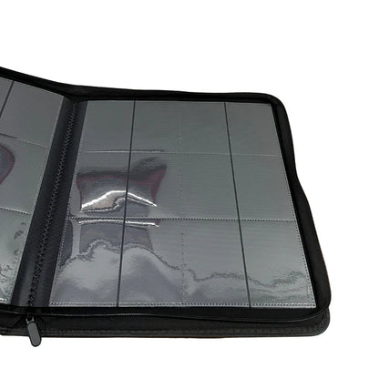 12 POCKET LEATHER CARD BINDER - BLACK