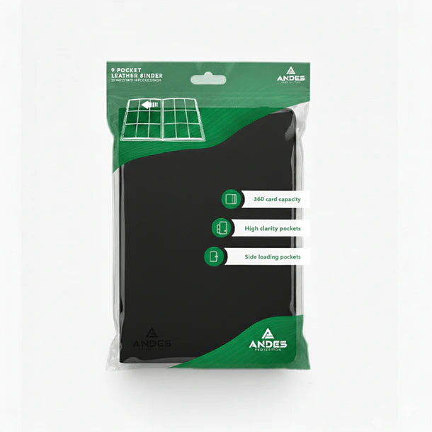 9 POCKET LEATHER CARD BINDER - BLACK