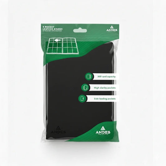 9 POCKET LEATHER CARD BINDER - BLACK