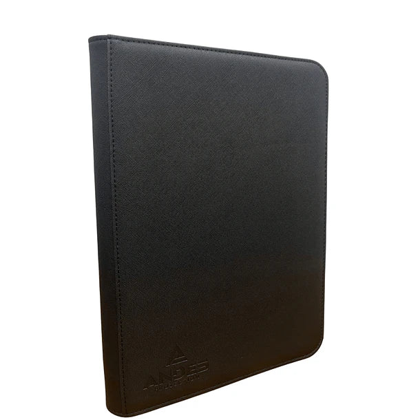 9 POCKET LEATHER CARD BINDER - BLACK