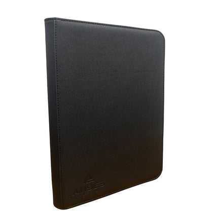 9 POCKET LEATHER CARD BINDER - BLACK