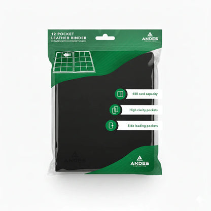 12 POCKET LEATHER CARD BINDER - BLACK