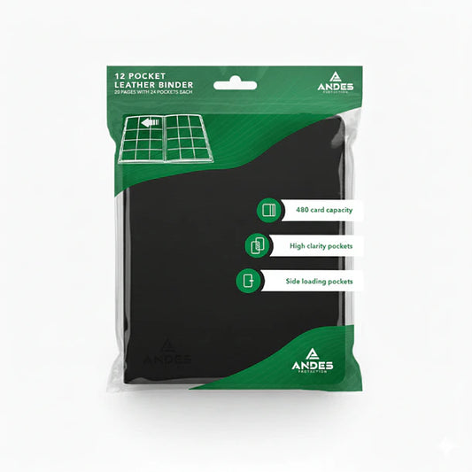 12 POCKET LEATHER CARD BINDER - BLACK