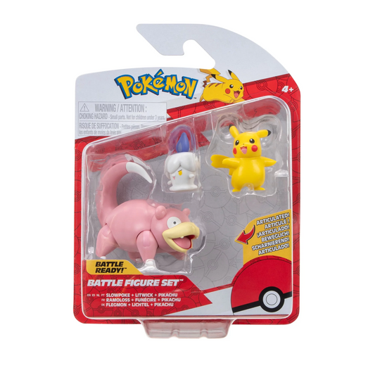 Figuras Pokemon Battle Set 3-Pack (Pikachu (Female), Litwick, Slowpoke)