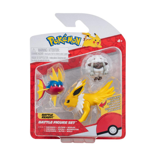 Figuras Pokemon Battle Set 3-Pack (Wooloo, Carvanha, Jolteon)