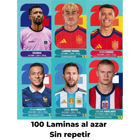 Pack de 100 Láminas Panini FIFA World Cup 2026 al Azar — Sin Repetir