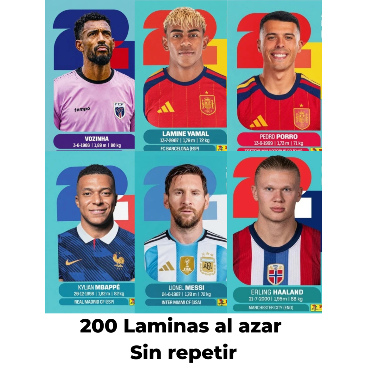 Pack de 200 Láminas Panini FIFA World Cup 2026 al Azar — Sin Repetir