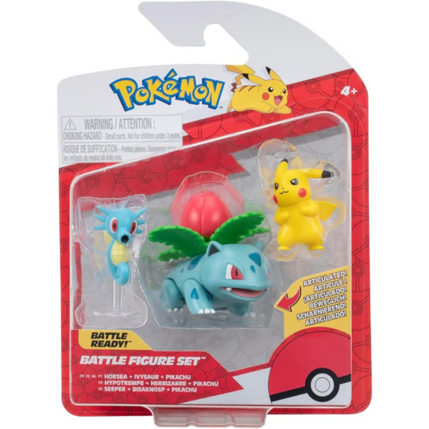 Figuras Pokemon Battle Set 3-Pack (Ivysaur, Horsea, Pikachu)