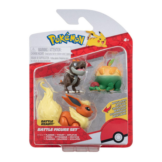 Figuras Pokemon Battle Set 3-Pack Appletun, Tyrunt,Flareon)