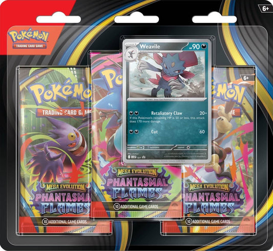 Mega Evolution Phantasmal Flames - 3 Pack Blister - Inglés (Weavile)