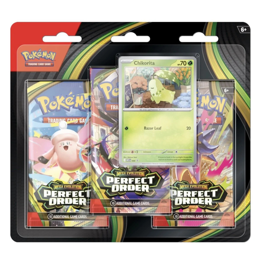 [PREVENTA 23/03/26] Mega Evolution Perfect Order - 3 Pack Blister - Inglés (Chikorita)